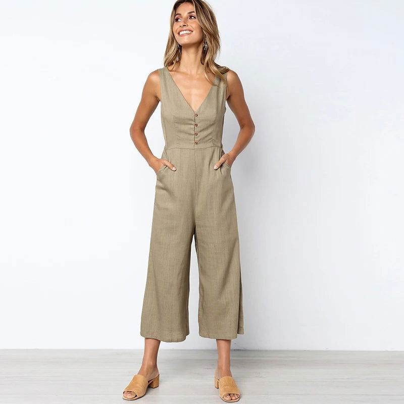 Stylish Summer Jumpsuit with V-Neck for Women