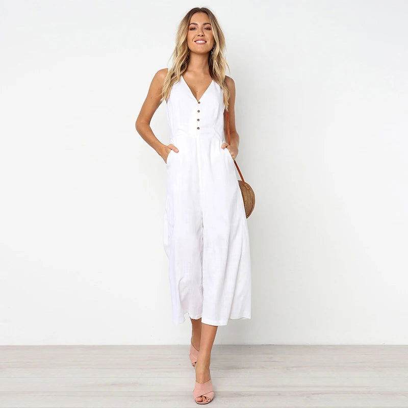 Stylish Summer Jumpsuit with V-Neck for Women
