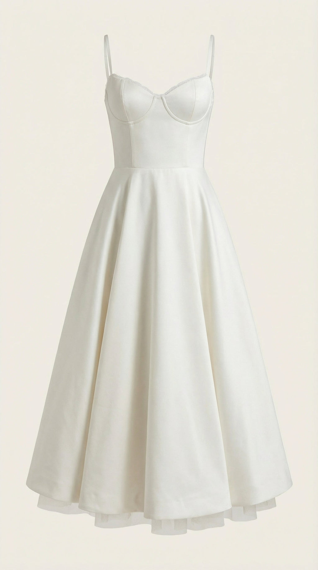 Dianna Tulle Midi Dress — Women’s Sweetheart Neck Strap Tulle A-Line Cocktail Party Dress with Pockets