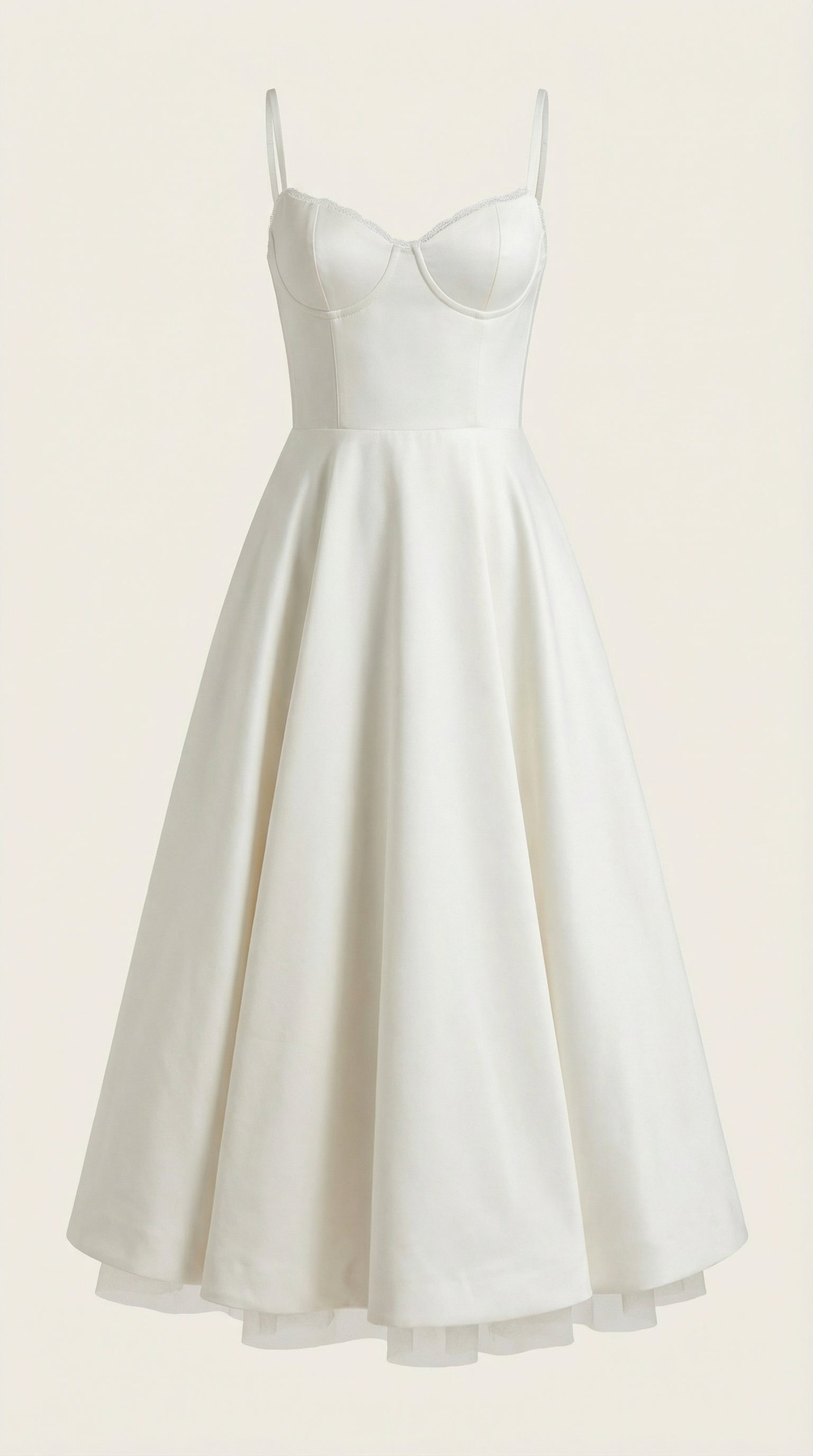 Dianna Tulle Midi Dress — Women’s Sweetheart Neck Strap Tulle A-Line Cocktail Party Dress with Pockets