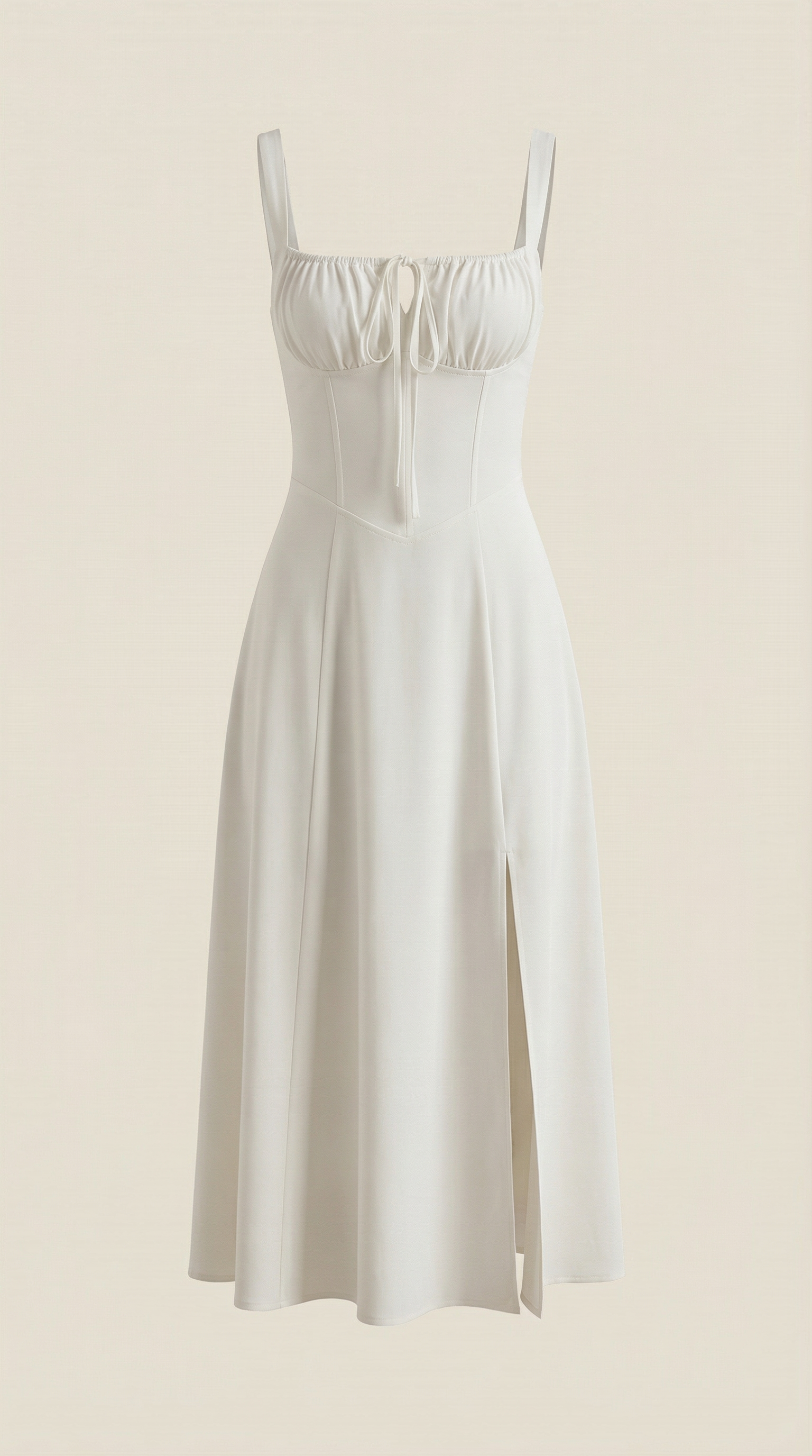 Jade Lace-Up Midi Dress — Women’s Sweetheart A-Line Midi Sundress with Side Slit Summer Elegant Dress