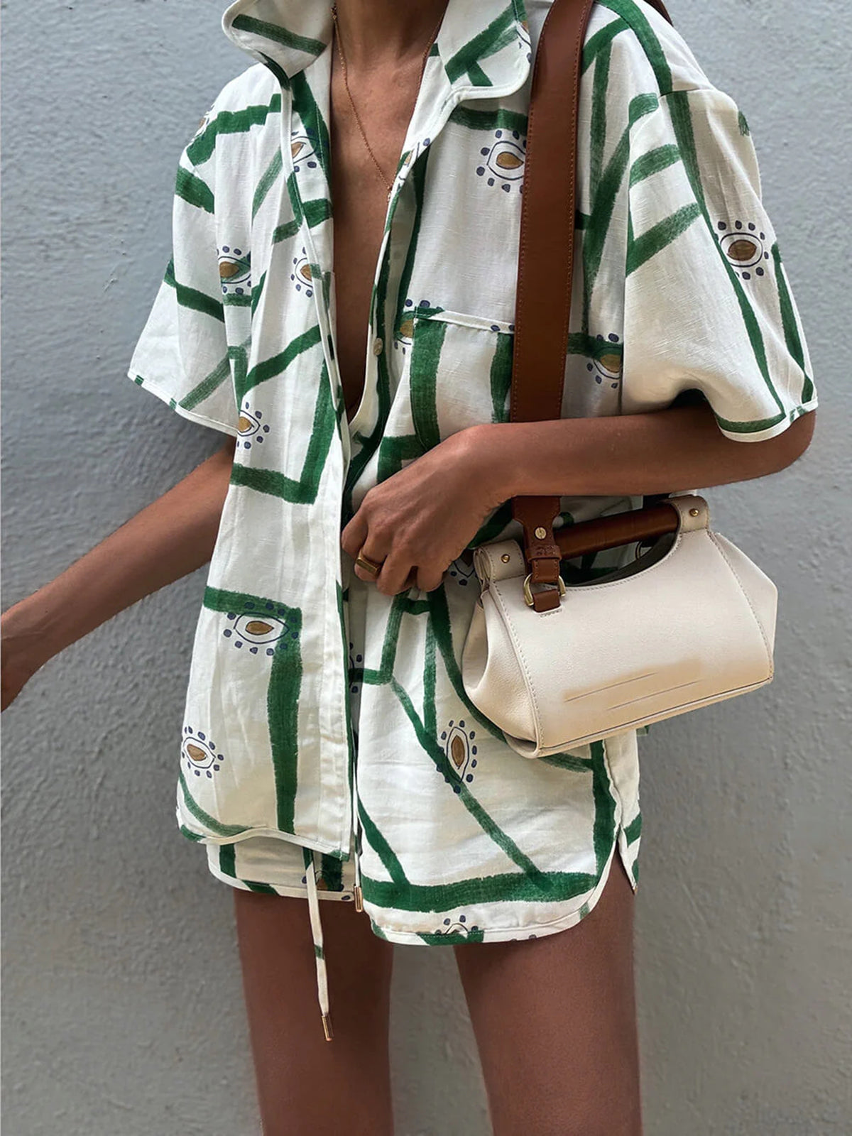 Stylish Summer Outfit with Pattern and Adjustable Drawstring