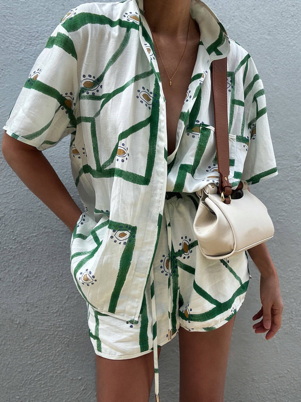 Stylish Summer Outfit with Pattern and Adjustable Drawstring