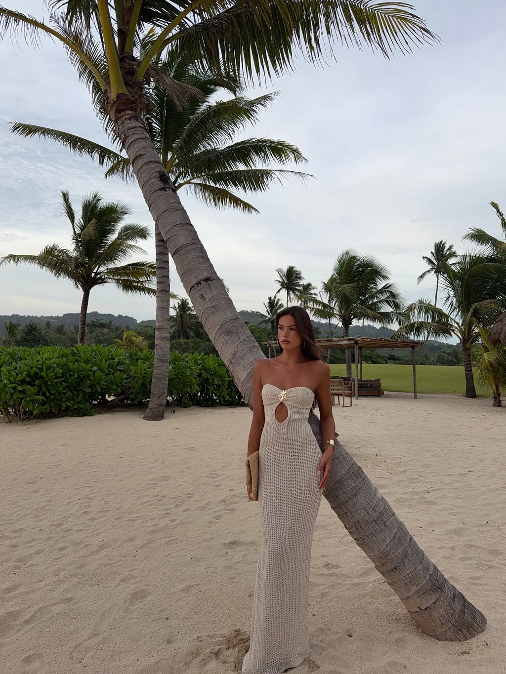 Crochet Halter Cut Out Maxi Dress
