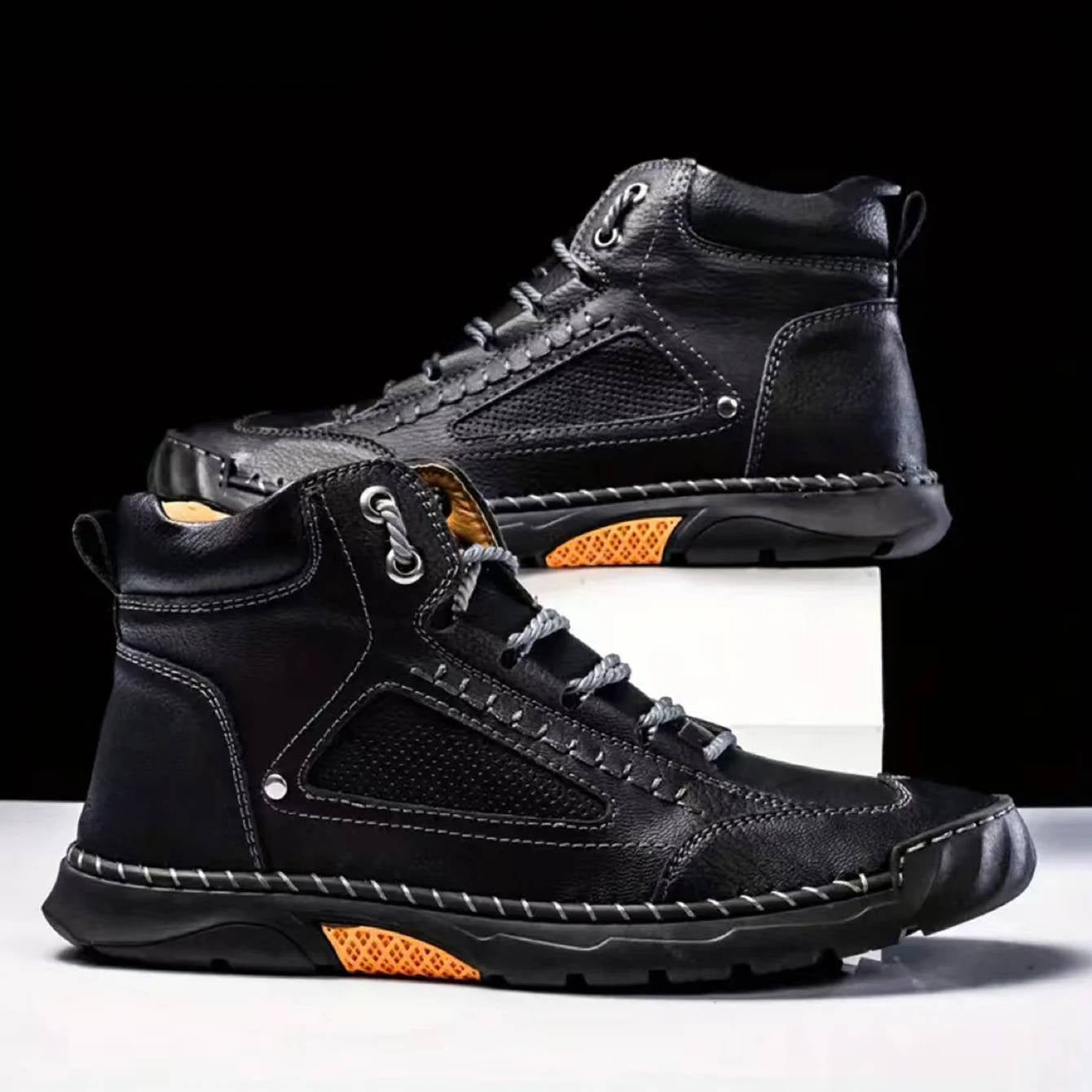 Waterproof Leather Hiking Boots for Men with Orthopedic Arch Support