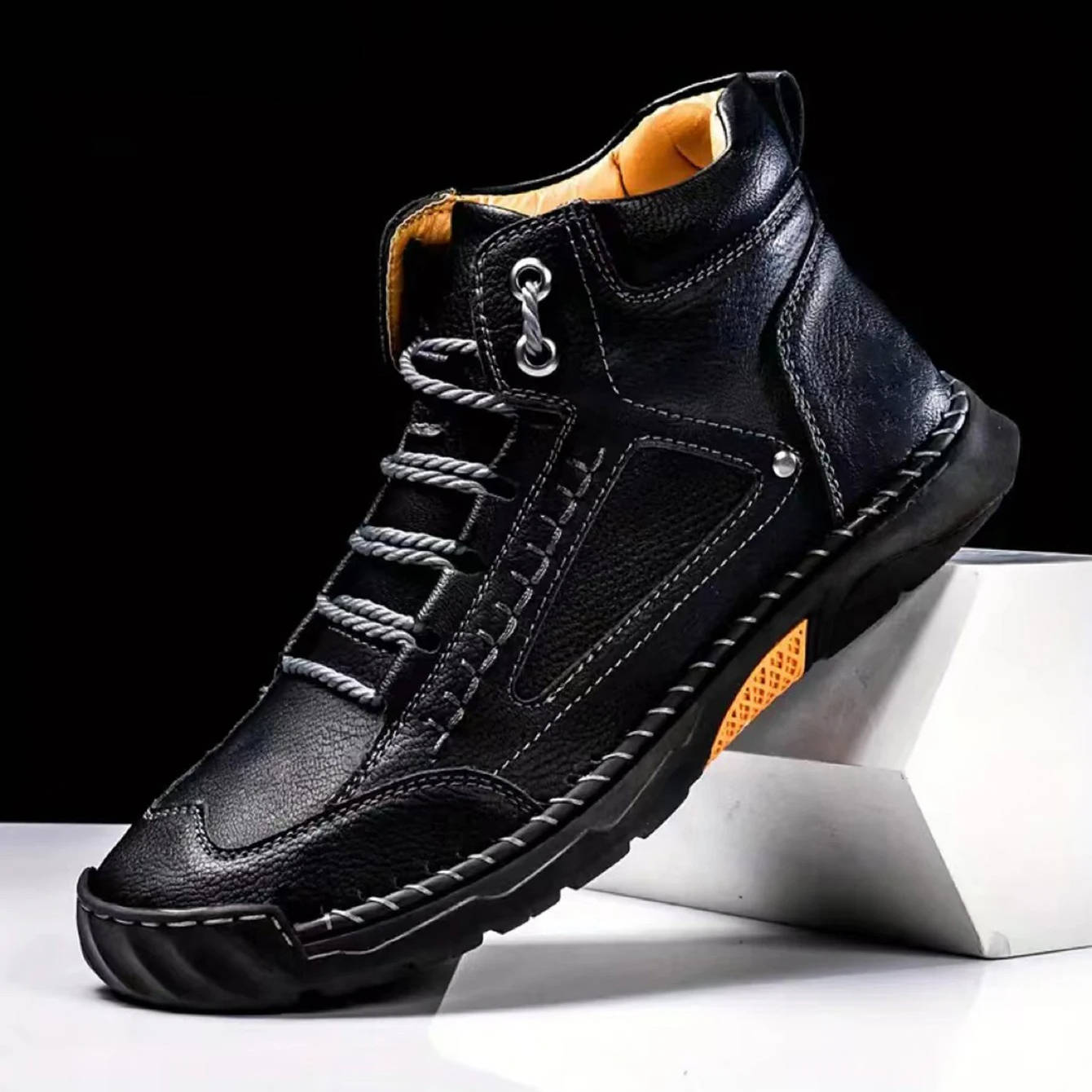 Waterproof Leather Hiking Boots for Men with Orthopedic Arch Support