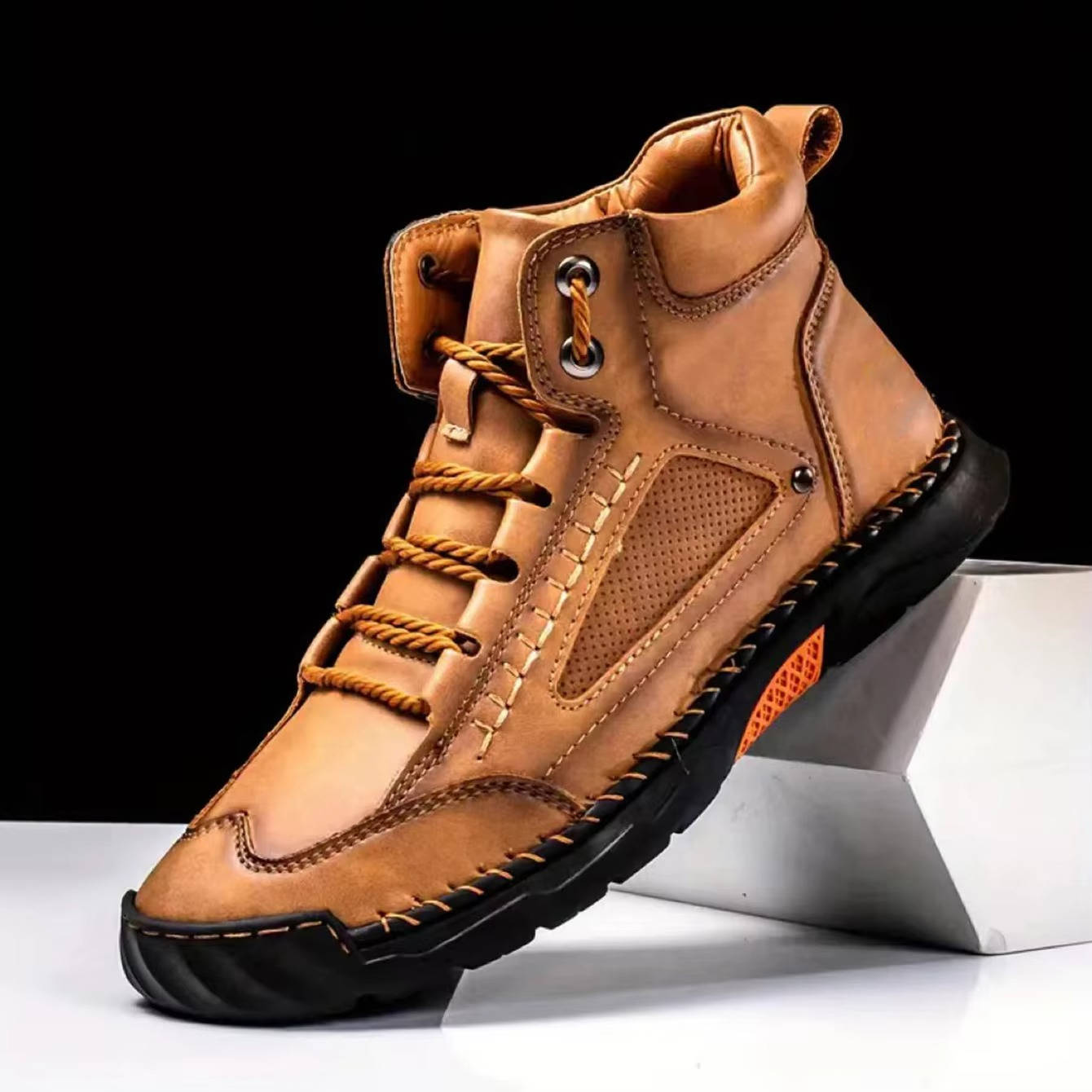 Waterproof Leather Hiking Boots for Men with Orthopedic Arch Support