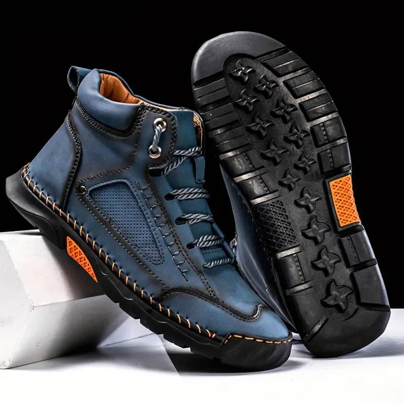 Waterproof Leather Hiking Boots for Men with Orthopedic Arch Support