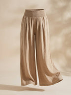 Linen Pants Women | Wide Leg Style with Elastic Waistband | Lightweight Comfort for Warm Days