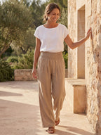 Linen Pants Women | Wide Leg Style with Elastic Waistband | Lightweight Comfort for Warm Days