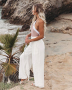 Linen Pants Women | Wide Leg Style with Elastic Waistband | Lightweight Comfort for Warm Days
