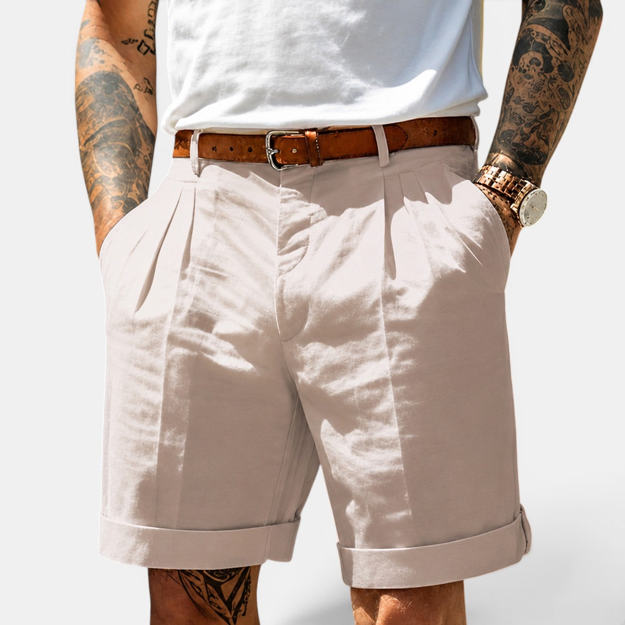 Linen Shorts for Men | Lightweight Breathable Fabric with Relaxed Fit | Effortless Summer Comfort