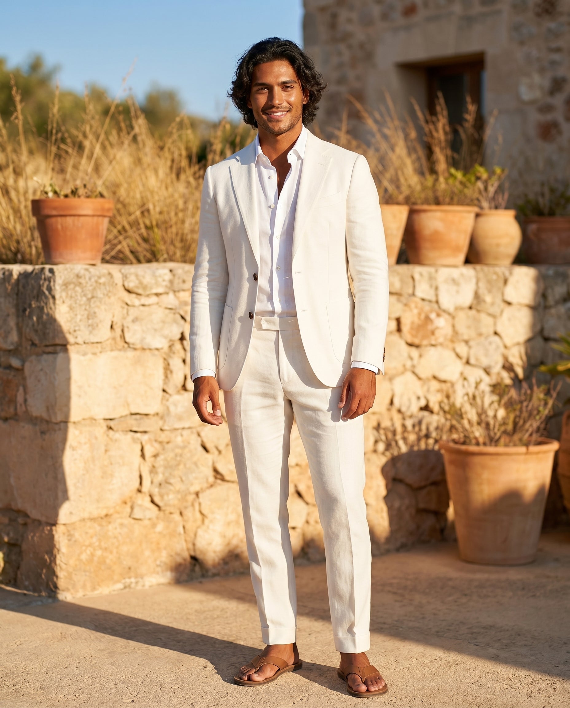 Linen Suit Collection | Men's Linen Suit Set with Breathable Fabric | Slim Fit for Wedding and Summer Events