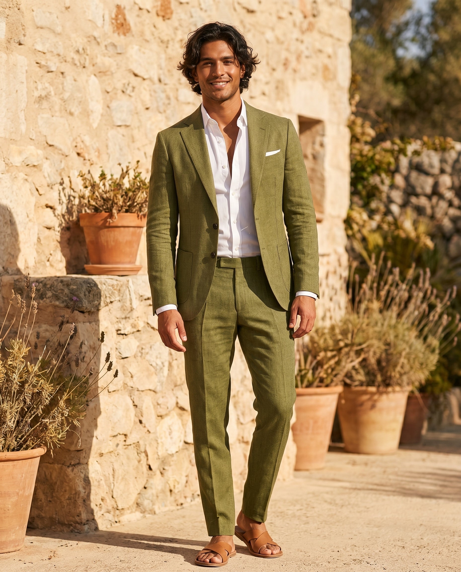 Linen Suit Collection | Men's Linen Suit Set with Breathable Fabric | Slim Fit for Wedding and Summer Events