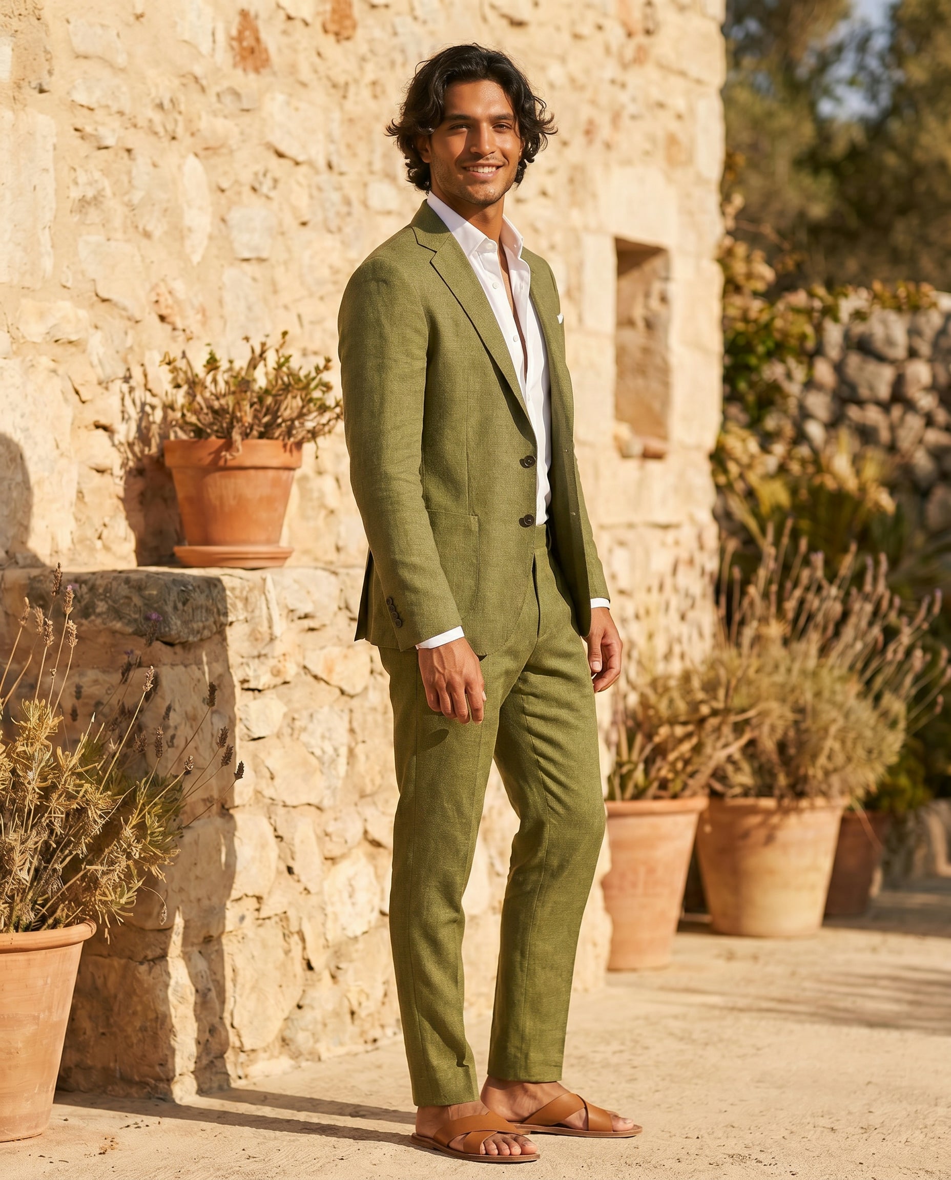 Linen Suit Collection | Men's Linen Suit Set with Breathable Fabric | Slim Fit for Wedding and Summer Events