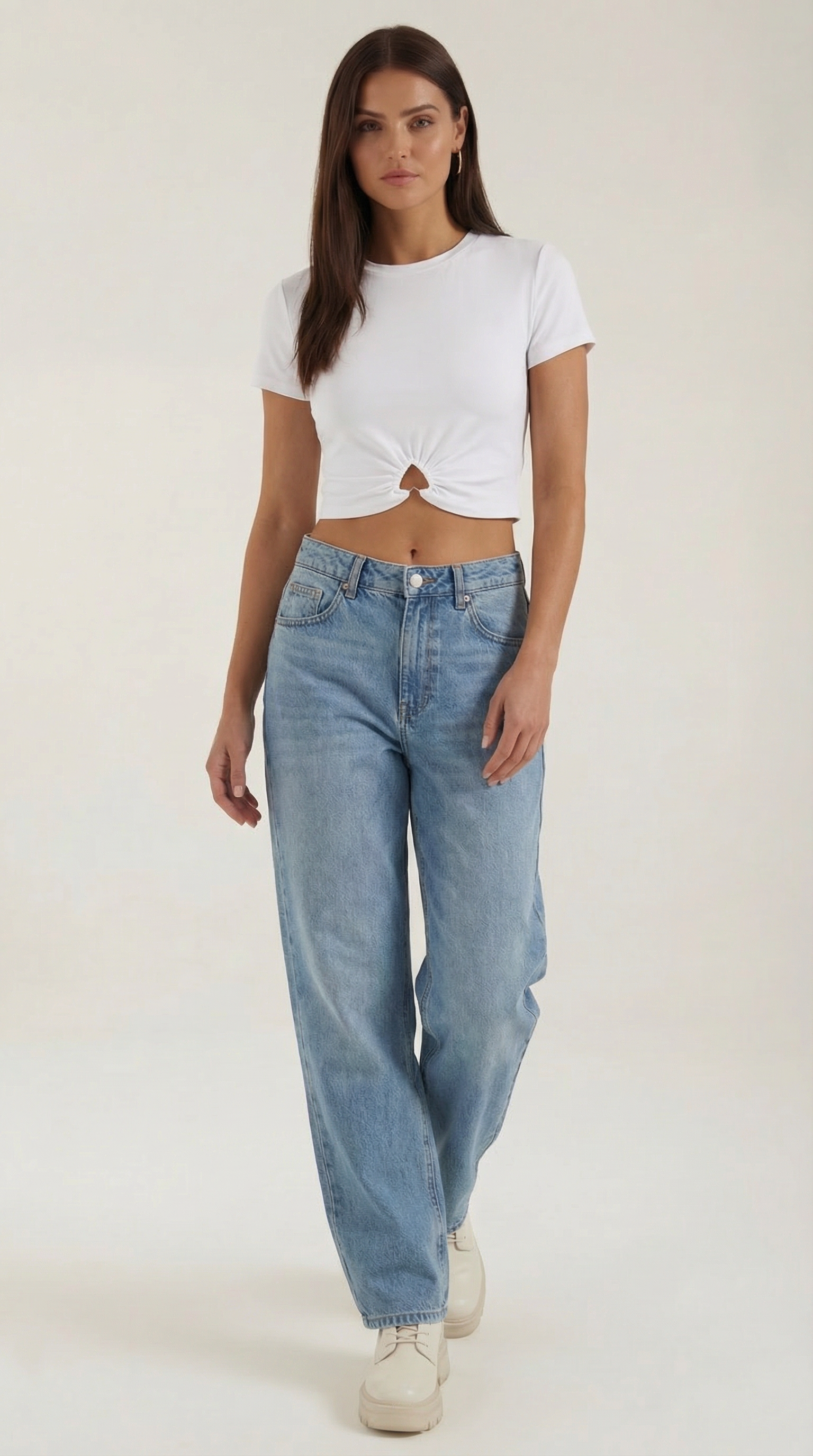 Luna™ Women’s Heart Detail Crop Top — Fitted Stretch Jersey Cap Sleeve Retro Style Casual Chic Summer Top
