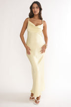 Luxe Collection | White Maxi Dress with Twisted Shoulder Straps | Elegant Cowl Neck for Stunning Style