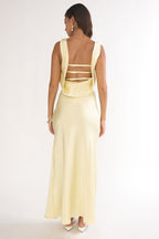 Luxe Collection | White Maxi Dress with Twisted Shoulder Straps | Elegant Cowl Neck for Stunning Style