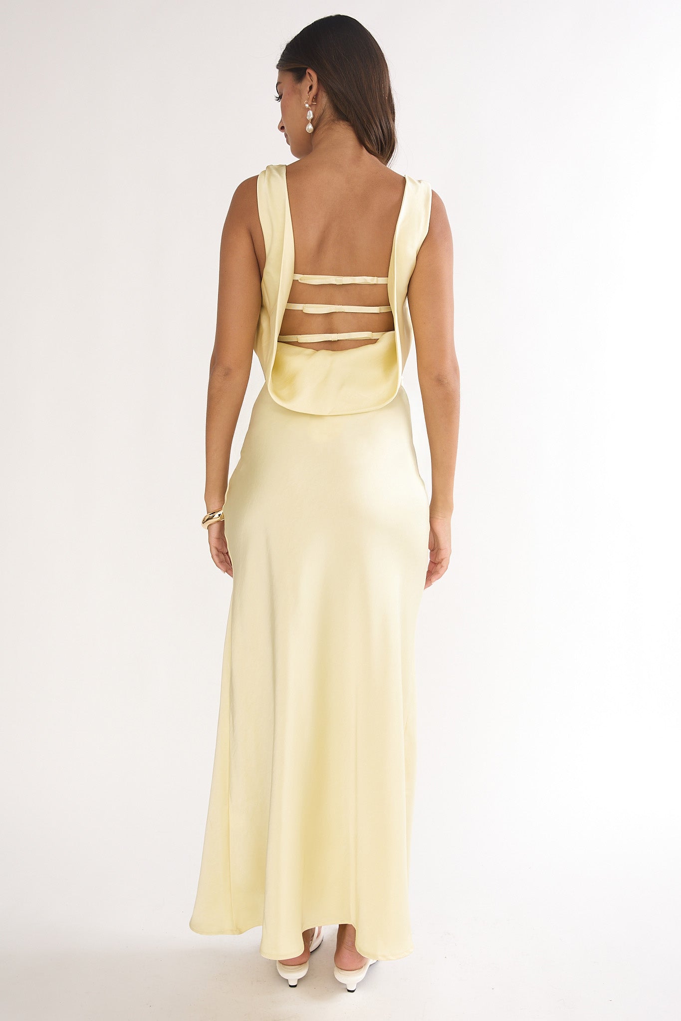 Luxe Collection | White Maxi Dress with Twisted Shoulder Straps | Elegant Cowl Neck for Stunning Style