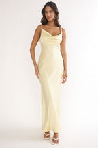 Luxe Collection | White Maxi Dress with Twisted Shoulder Straps | Elegant Cowl Neck for Stunning Style