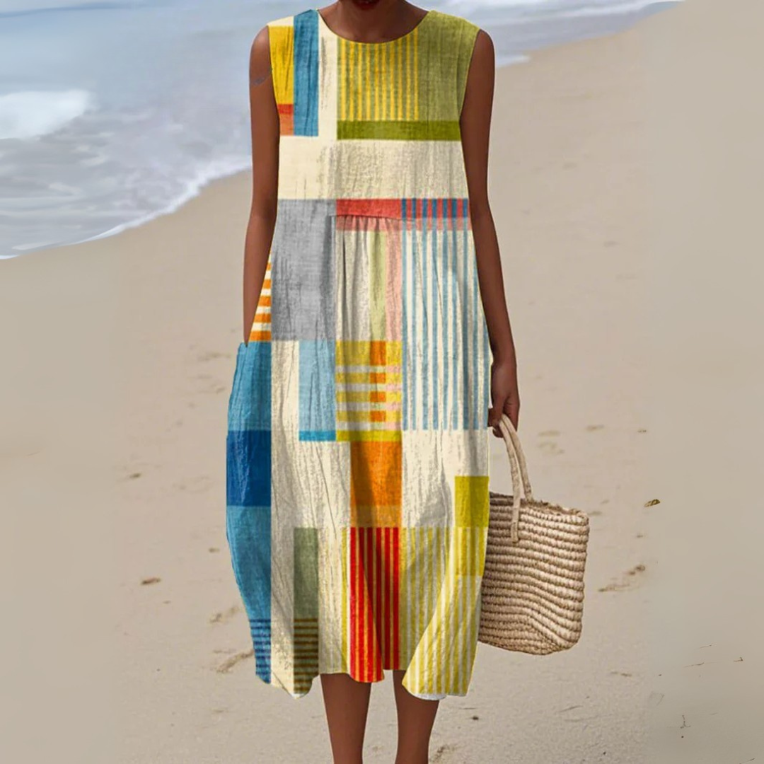 Marielle Collection | Women's Dress with Vibrant Geometric Design | Effortless Summer Style for Every Occasion