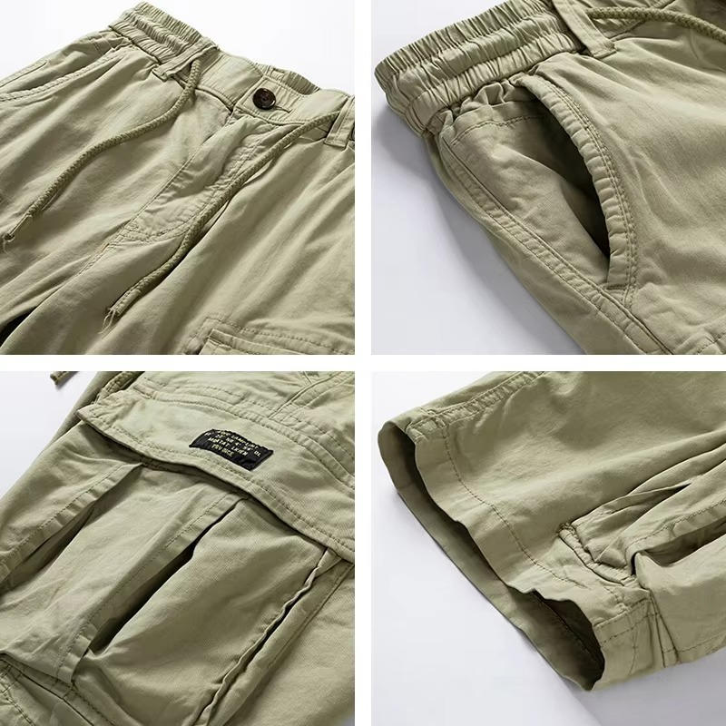 Knee-length men's cargo shorts in soft 95% cotton, 5% spandex blend
