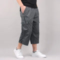 Men's Summer Cargo Shorts Elastic Waist Loose Fit Multi-Pocket