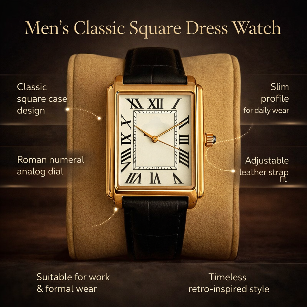 Men’s Square Roman Numeral Dress Watch