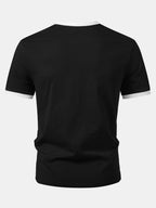 Men’s Crew Neck Cotton T-Shirt with Contrast Trim – Soft Breathable Casual Regular Fit Everyday Essential Tee