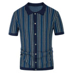 Men's Polo Shirt | Chevron Design with Button Placket | Breathable Fabric for Summer Comfort
