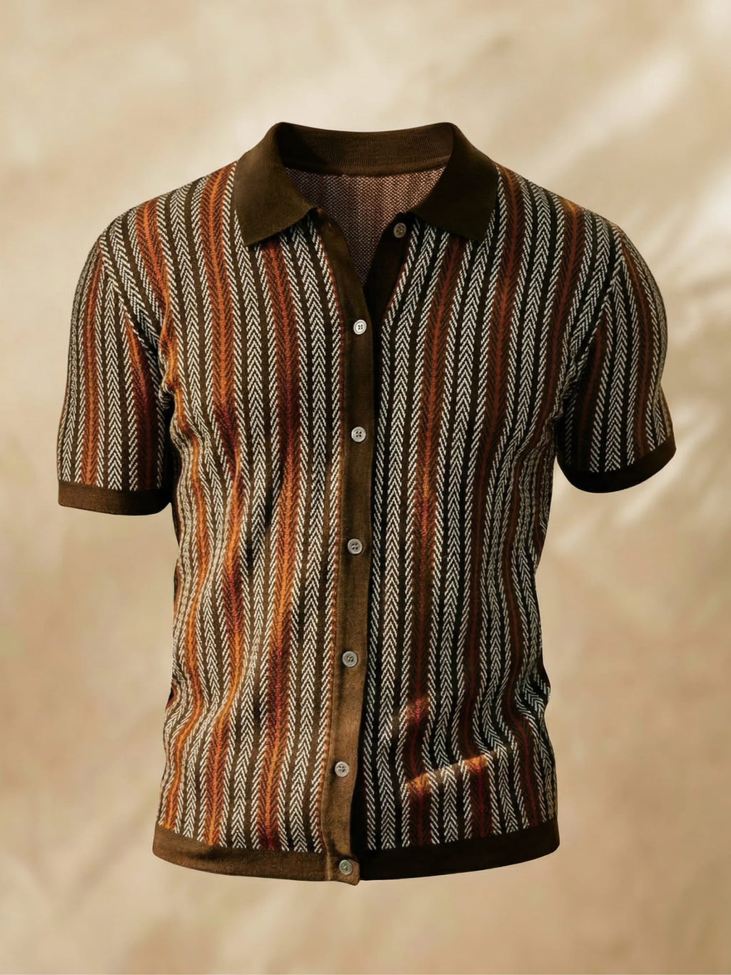 Men's Polo Shirt | Chevron Design with Button Placket | Breathable Fabric for Summer Comfort