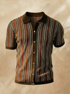 Men's Polo Shirt | Chevron Design with Button Placket | Breathable Fabric for Summer Comfort