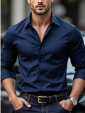 Men’s Slim Fit Stretch Dress Shirt – Wrinkle Resistant Spread Collar Button-Down Formal Business Shirt for Office &amp; Events