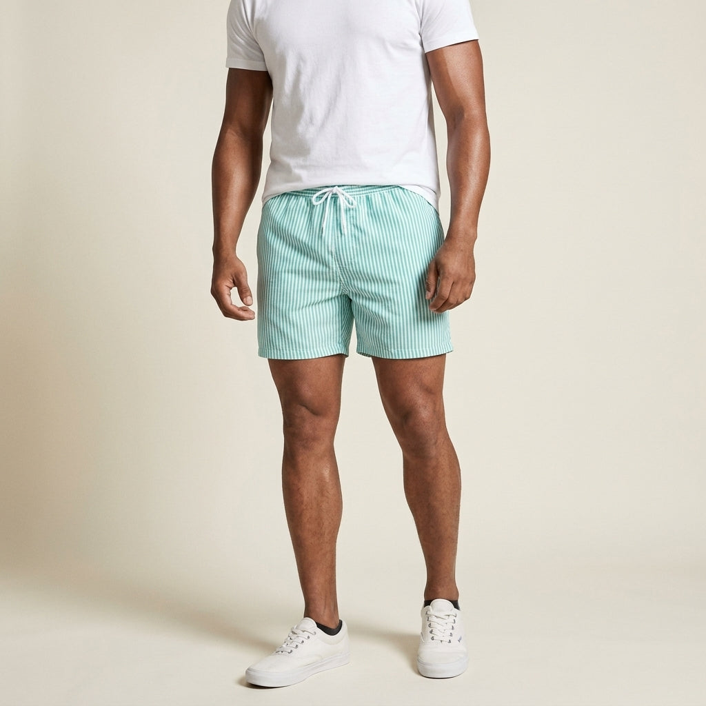 Men's Swim Trunks | Striped Swim Shorts with Relaxed Fit | Durable Fabric for Beach & Pool Activities