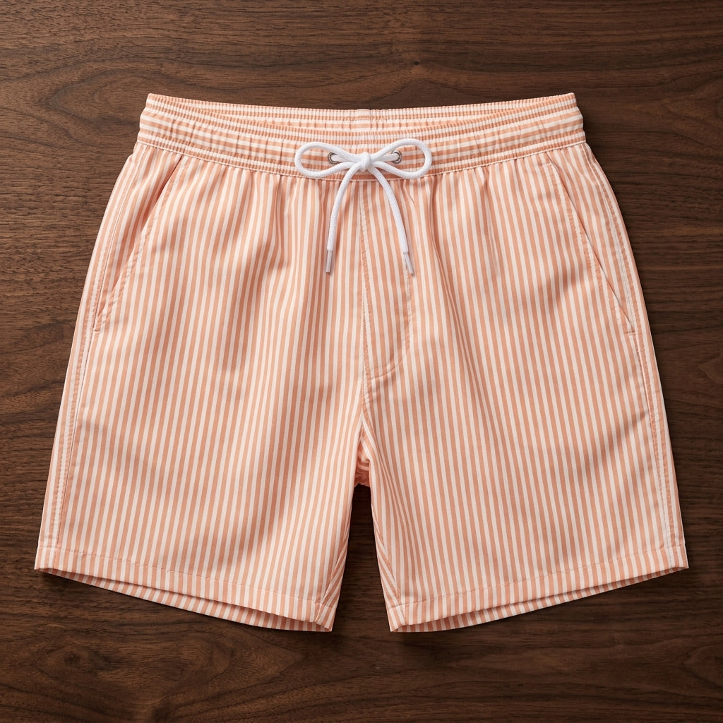 Men's Swim Trunks | Striped Swim Shorts with Relaxed Fit | Durable Fabric for Beach & Pool Activities