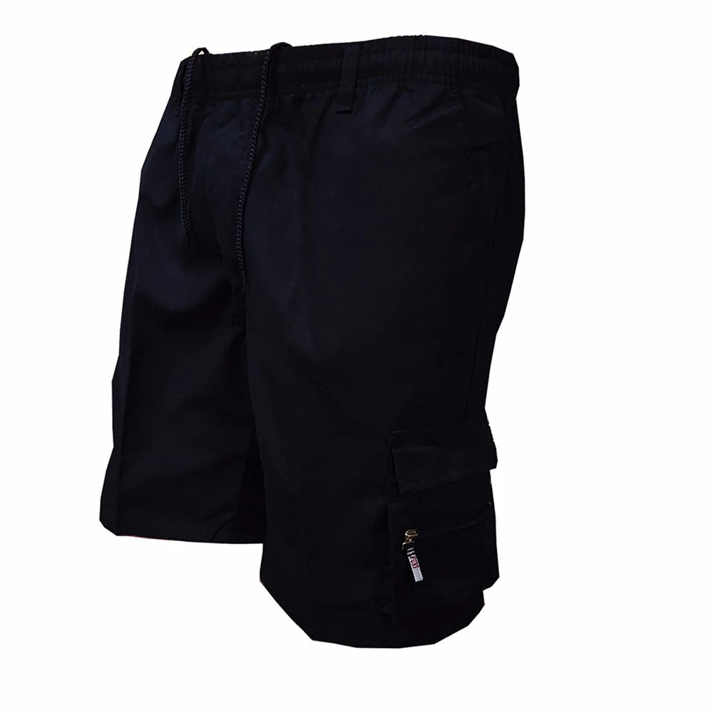 Camo cargo shorts worn outdoors, breathable summer hiking and jogging shorts