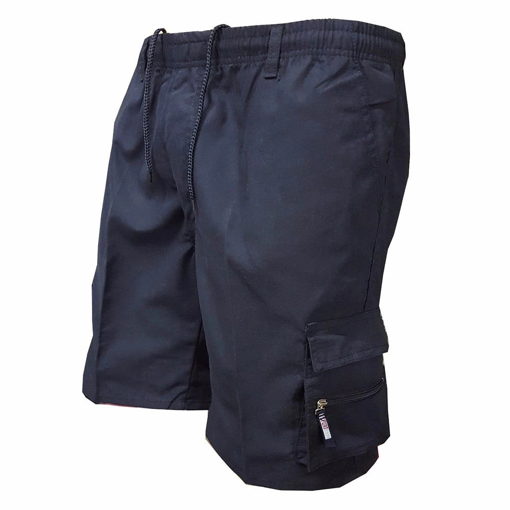 Men's camo cargo shorts styled casually, versatile military inspired summer shorts