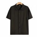 Men’s Geometric Crochet Knit Shirt – Short Sleeve Beach Top
