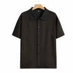 Men’s Geometric Crochet Knit Shirt – Short Sleeve Beach Top