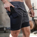 Men’s 2-in-1 Running Shorts — Quick Dry Athletic Gym Shorts with Phone Pocket, Compression Liner & Zipper Storage