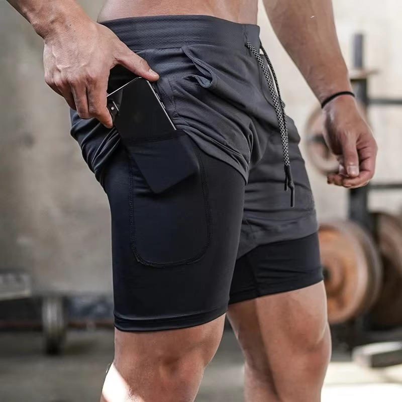 Men’s 2-in-1 Running Shorts — Quick Dry Athletic Gym Shorts with Phone Pocket, Compression Liner & Zipper Storage