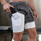 Men’s 2-in-1 Running Shorts — Quick Dry Athletic Gym Shorts with Phone Pocket, Compression Liner & Zipper Storage