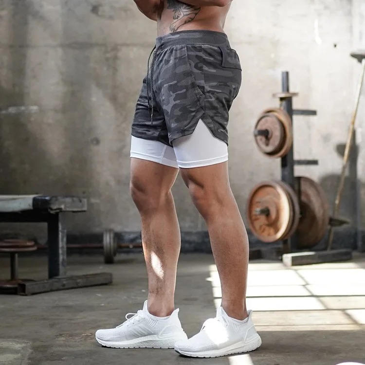 Men’s 2-in-1 Running Shorts — Quick Dry Athletic Gym Shorts with Phone Pocket, Compression Liner & Zipper Storage