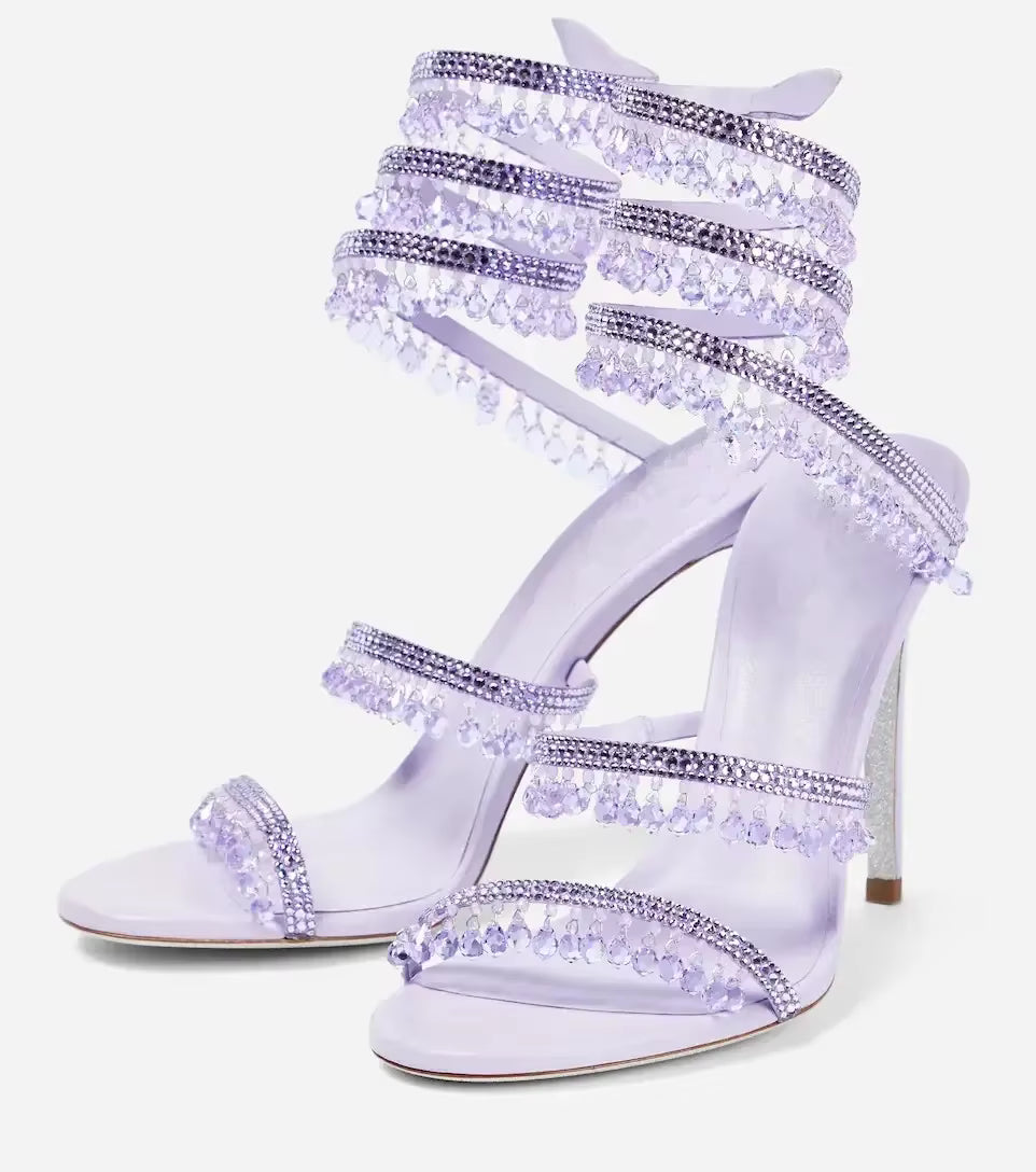 Ankle strap detail on elegant open toe high heel sandals