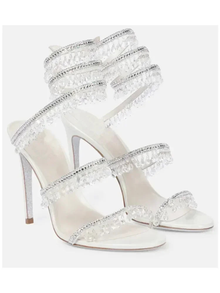 Pair of elegant high heel sandals for weddings and events