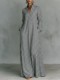 Minimalist Collection | Long Sleeve Maxi Dress with V-Neck Design | Comfortable Cotton Dress for Effortless Style