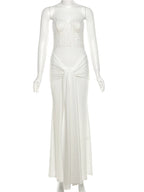 White Strapless Sequin Bandage Maxi Dress