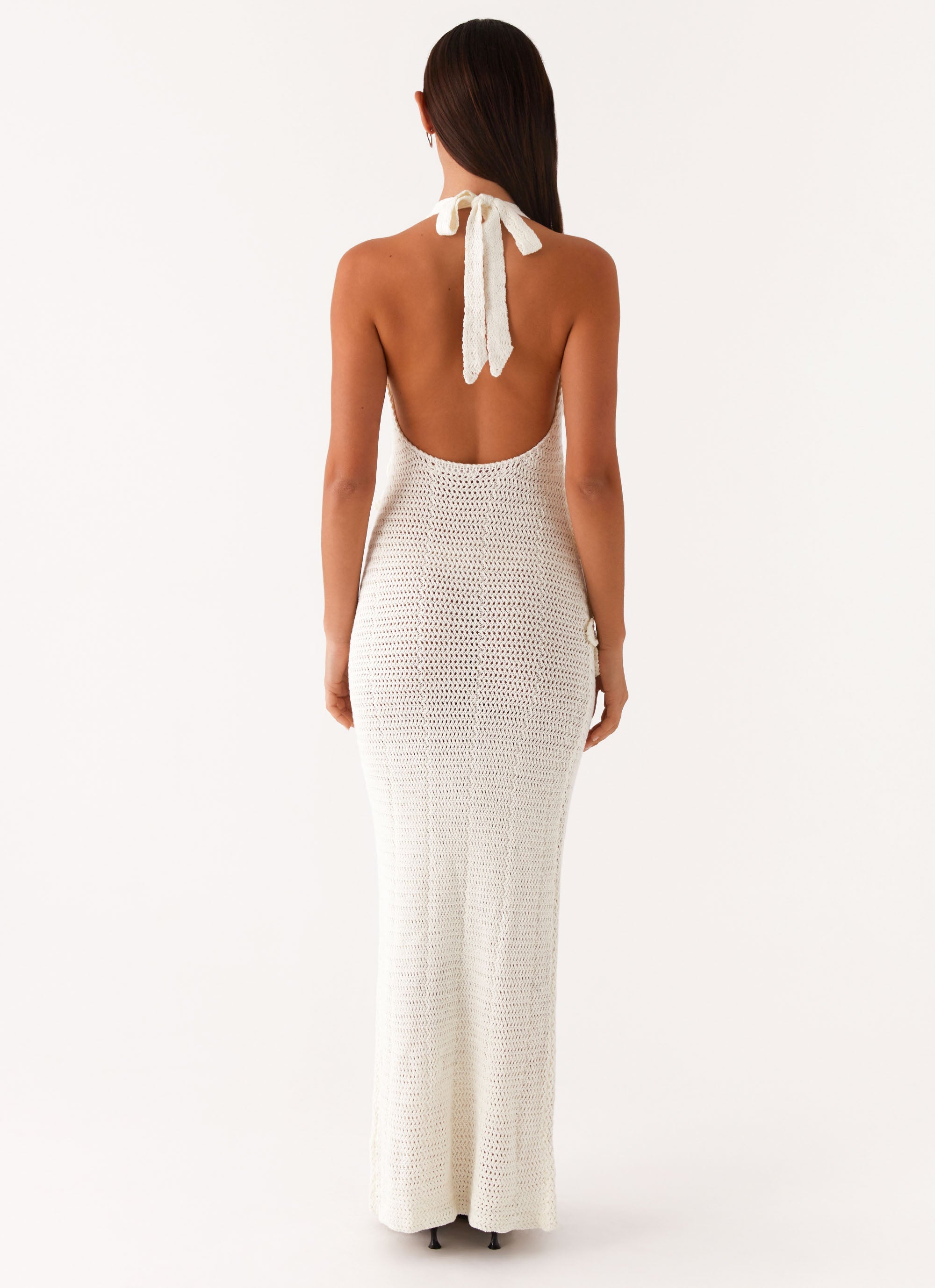Novalee Collection | Floral Maxi Dress with Crochet Embellishments | Elegant Semi-Sheer Design for Daytime and Evening Wear