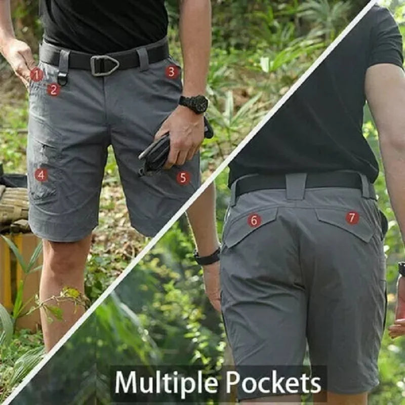 Men's Tactical Cargo Shorts - Waterproof Multi-Pocket Hiking