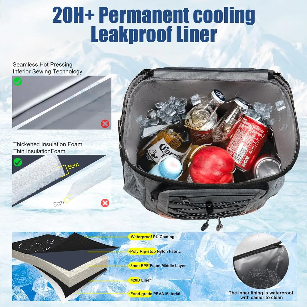 Outdoor Essentials | Backpack Cooler Bag with 32-Can Capacity | Insulated Design for Beach and Hiking